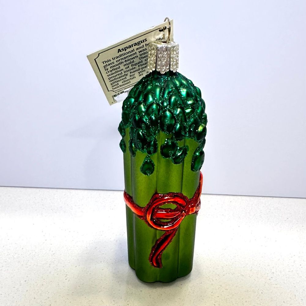 Old‎ World Christmas Asparagus Bundle Glass Blown Ornament 2001 NEW WITH TAG